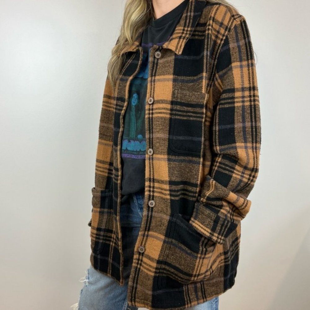 tentree Black and Tan Plaid Utility Jacket